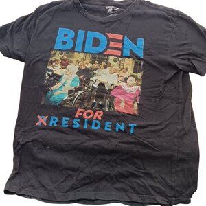 Large Biden For President Graphic T-Shirt Black American AF 100% Cotton Made USA